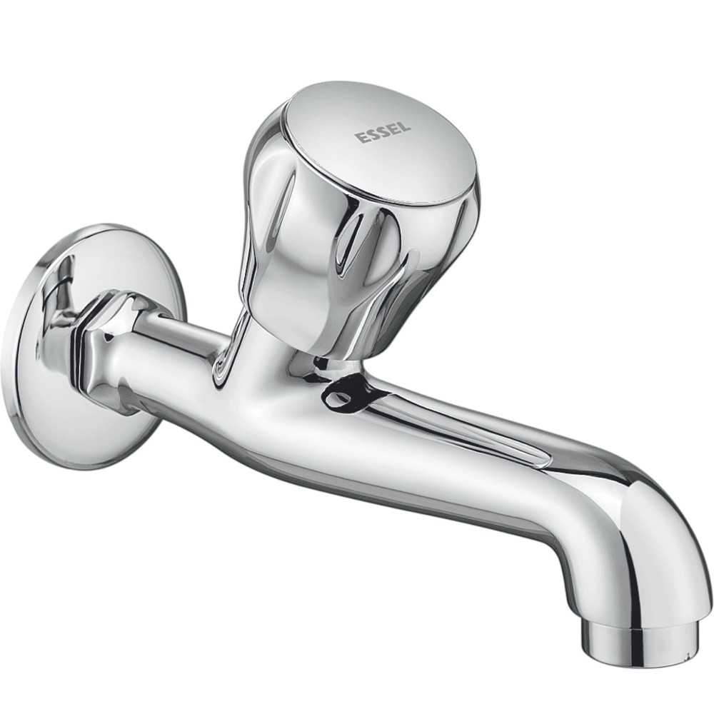114047 - Long nose bib cock with  aerator & wall flange