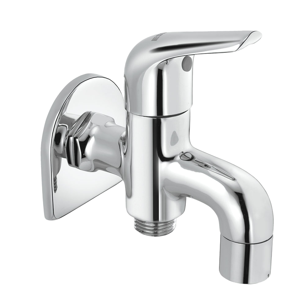 120055 - Twin bib cock with aerator & wall flange