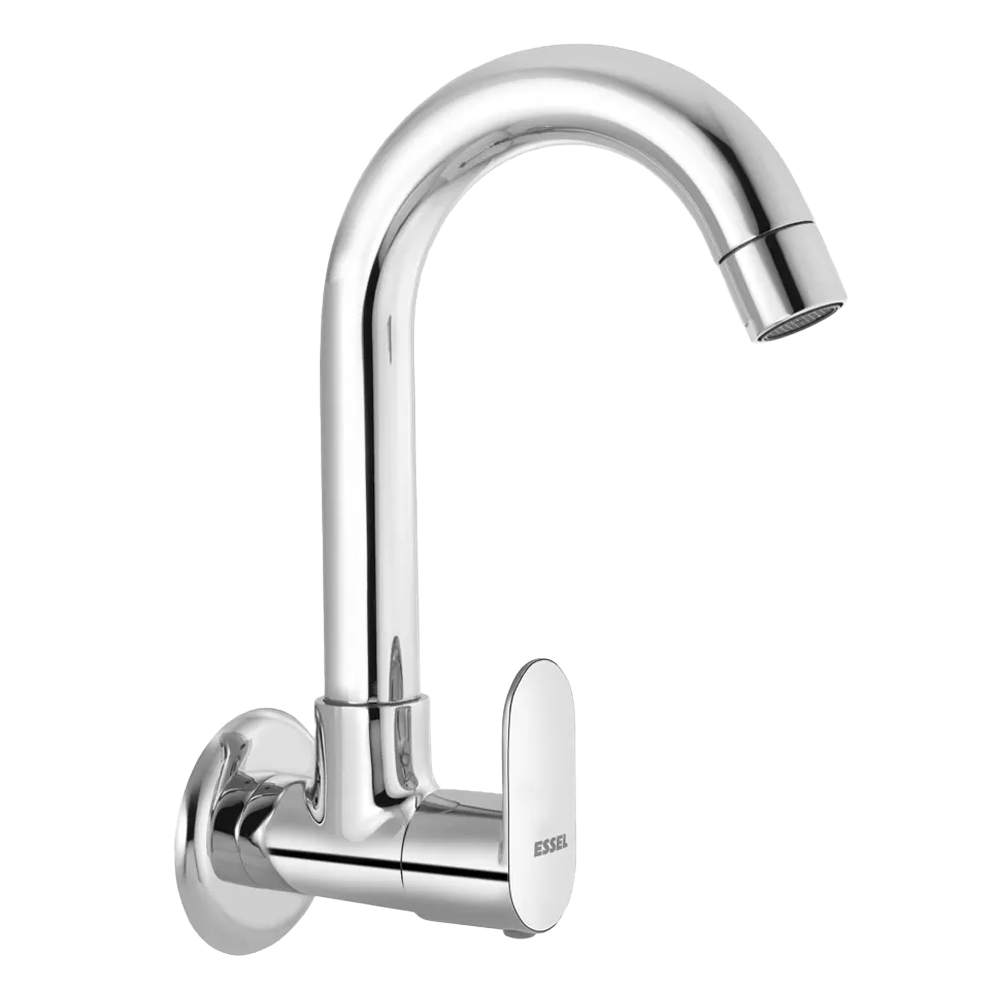 123054 - Sink cock Wall mounted with  full motion spout and wall  flange