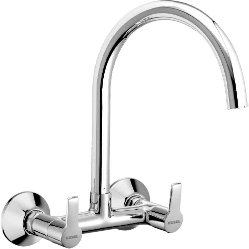 129269 Sink mixer - wall mounted with  full motion spout, aerator and  355mm extended spout