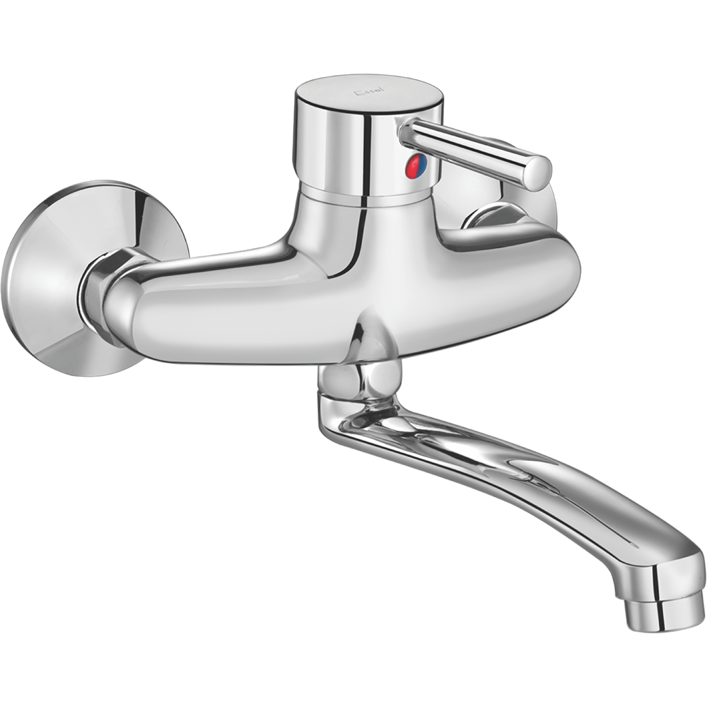 131007 Single lever sink mixer - wall  mounted with full motion spout,  connecting legs and wall flanges