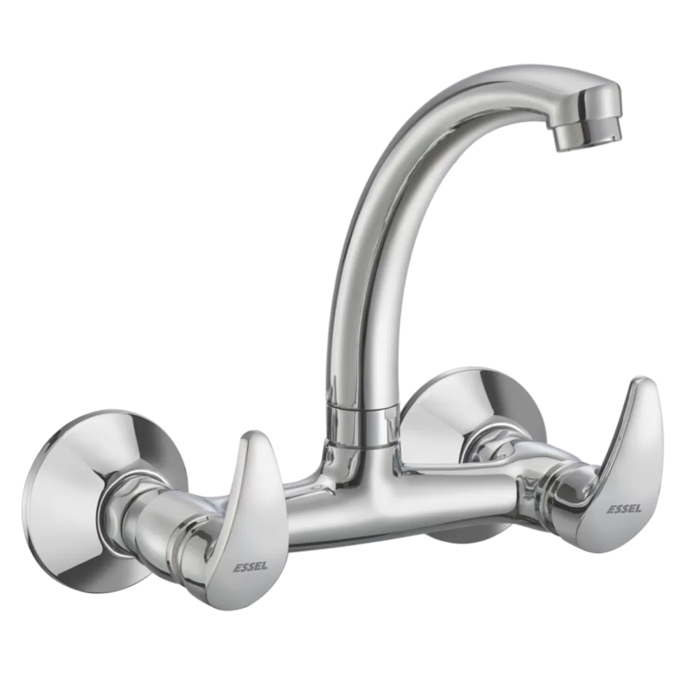 137069 - Sink mixer with full motion  spout with connecting  legs and wall flanges