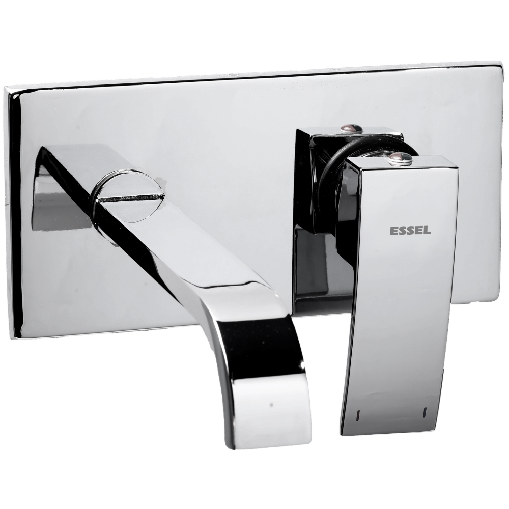 Single lever basin mixer wall mounted exposed part with concealed installation