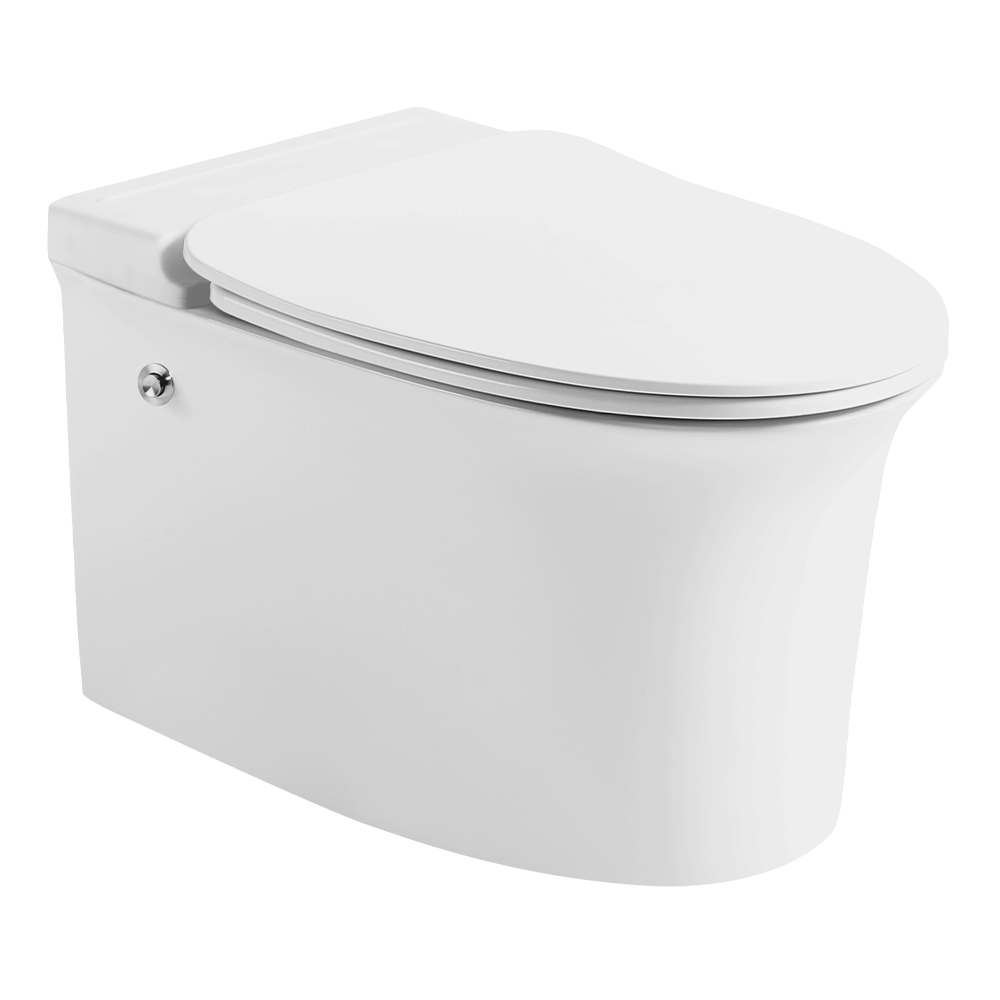 ELCTO - Tankless Wall Hung WC with electro Flush, UF Soft close slim seat cover, hinges 590x360x385mm